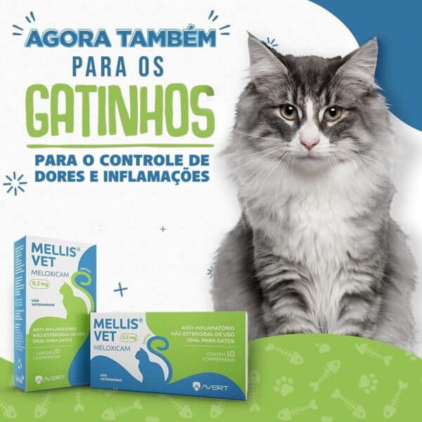 PetStore.com.br Sua Pet Online | Anti-inflamatório Mellis VET Gatos 0,2mg Avert - 10 Comprimidos