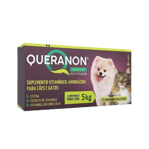 PetStore.com.br Sua Pet Online | Suplemento Vitamínico Queranon Small Size Avert para Cães e Gatos - 5 Kg - 30 Comprimidos