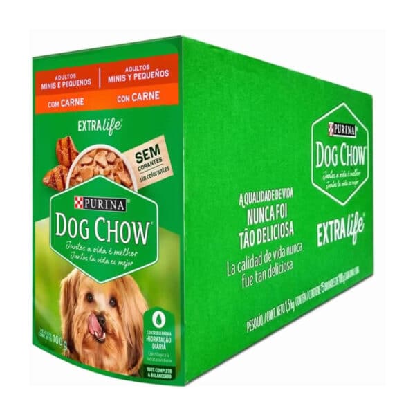 PetStore.com.br Sua Pet Online | Sachê Dog Chow Cães Adultos Carne Minis e Pequenos Nestlé Purina 100g - 15un