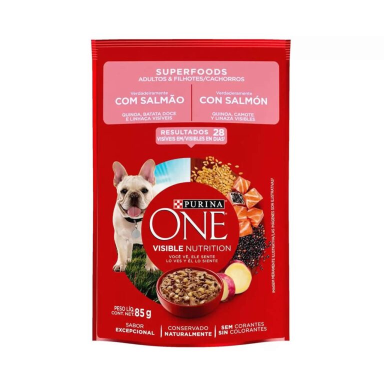 Sachê Purina One Cães Adultos E Filhotes Sabor Salmão Super Foods Nestlé Purina 85g 15un 6860