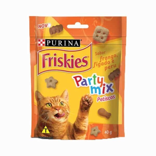 PetStore.com.br Sua Pet Online | Petisco Friskies Party Mix Fígado, Frango e Peru para Gatos Adultos Nestlé Purina 40g