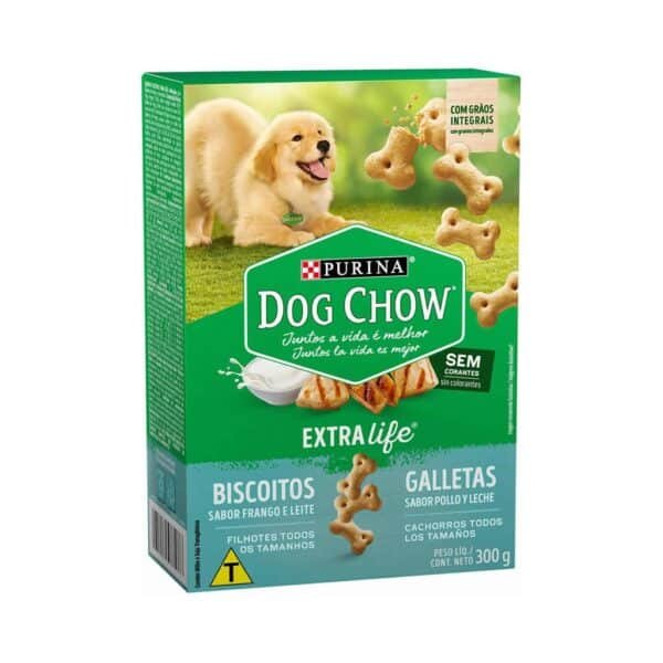 Petisco Dog Chow Biscoito Filhotes Frango ao Leite Purina 300g (Validade 01/07/2024)