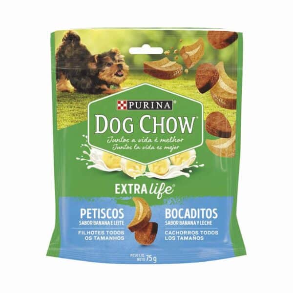 PetStore.com.br Sua Pet Online | Petisco Dog Chow Cães Filhotes Treats Banana e Leite Nestlé Purina 75g