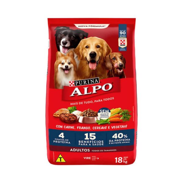 PetStore.com.br Sua Pet Online | Ração Alpo Cães Adultos Carne Frango Vegetais e Cereais Nestlé Purina 18kg