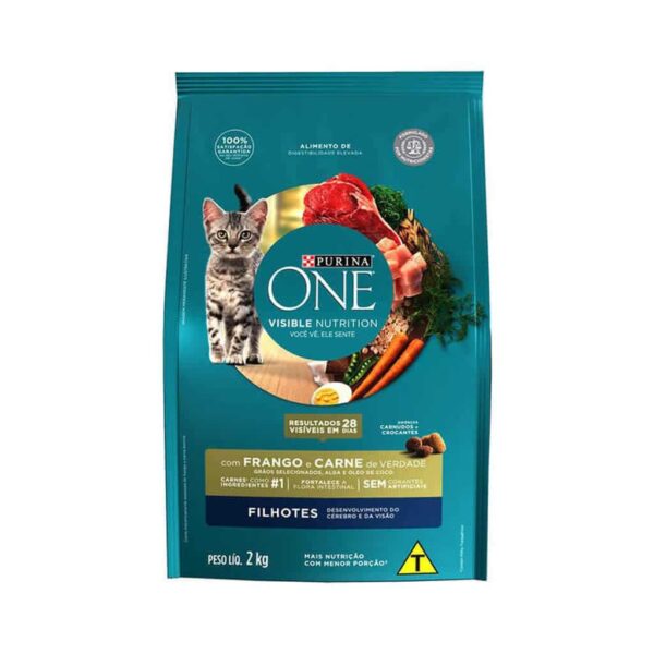 PetStore.com.br Sua Pet Online | Ração Purina One Frango e Carne para Gatos Filhotes Nestlé Purina 2kg