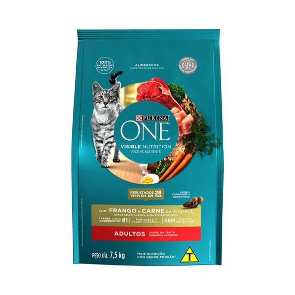 PetStore.com.br Sua Pet Online | Ração Purina One Frango e Carne para Gatos Adultos Nestlé Purina 7,5kg