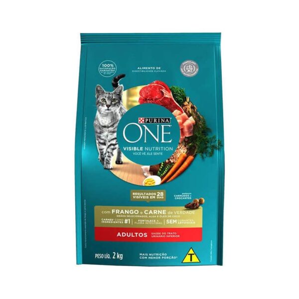 PetStore.com.br Sua Pet Online | Ração Purina One Frango e Carne para Gatos Adultos Nestlé Purina 2kg