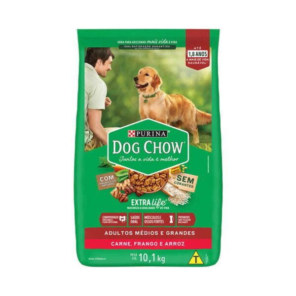 PetStore.com.br Sua Pet Online | Ração Dog Chow Cães Adultos Carne e Frango Raças Médias e Grandes Nestlé Purina 10,1kg