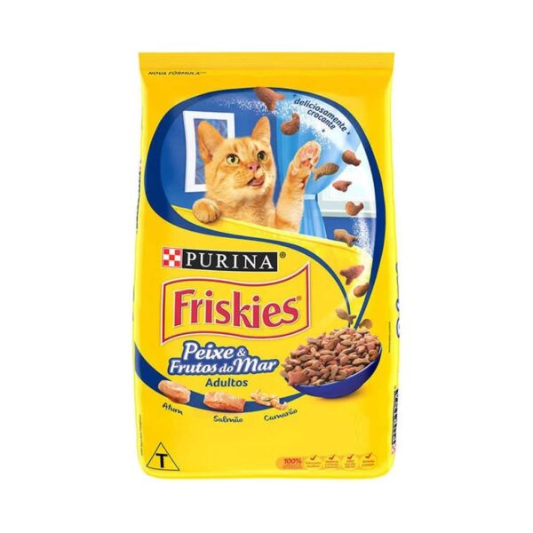 PetStore.com.br Sua Pet Online | Ração Friskies Gatos Adultos Peixes e Frutos do Mar Nestlé Purina 500g