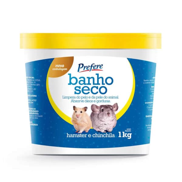 Banho Seco Hamster e Chinchila 1kg Prefere - Higiene e Cuidado