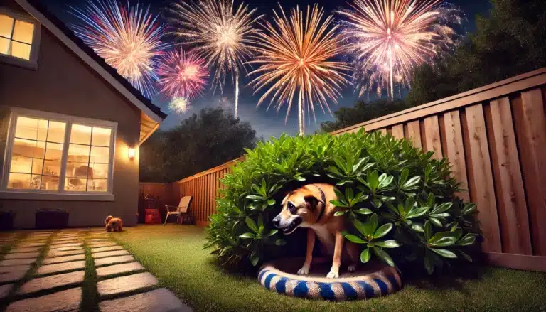 Cachorro com medo de barulho, fogos de artificio