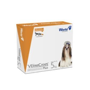 Vermífugo VermiCanis Plus World 400mg para Cães de 5kg 4 comprimidos World Veterinária