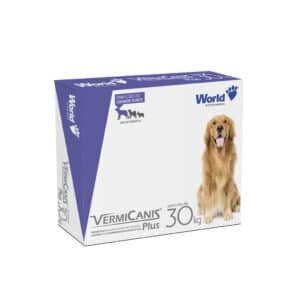 Vermífugo VermiCanis Plus World 2,4g para Cães de 30kg 2 comprimidos World Veterinária