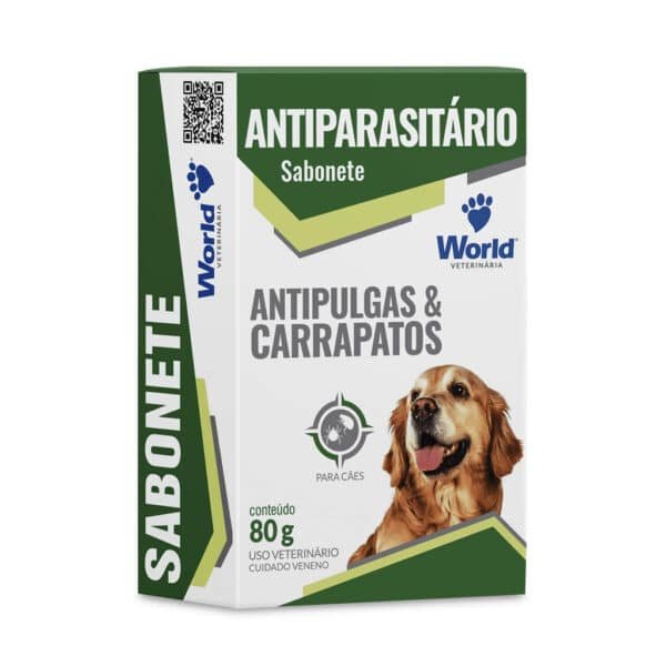 Sabonete Antiparasitário Dug's World para Cães 80g World Veterinária