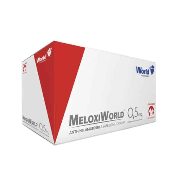 Anti-Inflamatório MeloxiWorld 0,5mg para Cães e Gatos de 5kg Display com 10un de 10 comprimidos World Veterinária