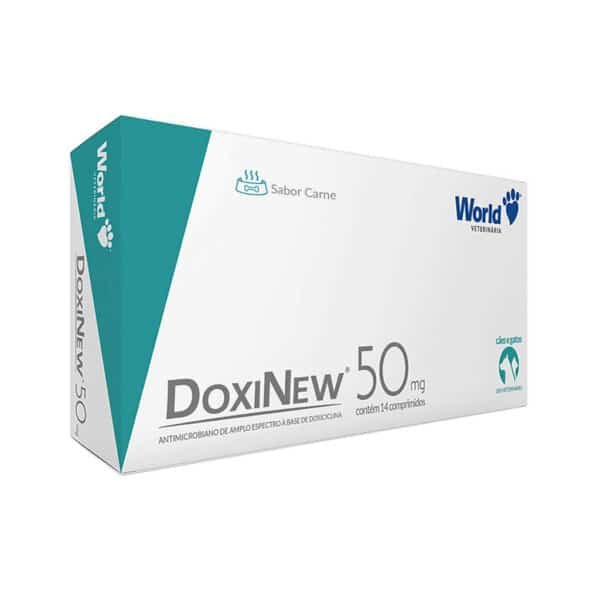 Antimicrobiano DoxiNew 50mg para Cães e Gatos 14 Comprimidos World Veterinária