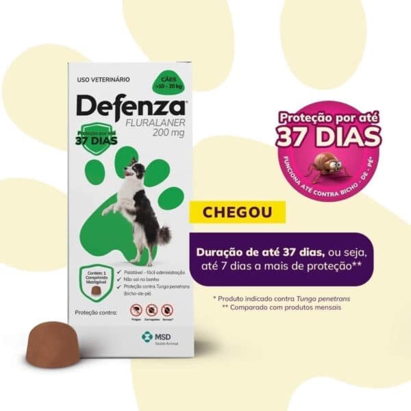 Antipulgas e Carrapatos Defenza 200mg para Cães de 10kg a 20kg MSD Saúde Animal - Image 3