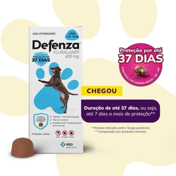 PetStore.com.br Sua Pet Online | Antipulgas e Carrapatos Defenza 400mg para Cães de 20kg a 40kg MSD Saúde Animal