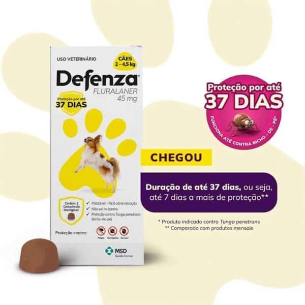 PetStore.com.br Sua Pet Online | Antipulgas e Carrapatos Defenza 45mg para Cães de 2kg a 4,5kg MSD Saúde Animal