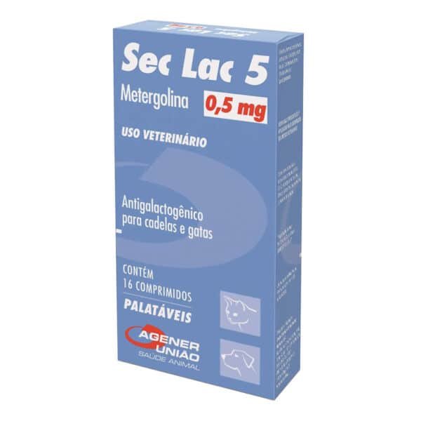 Antigalactogênico Sec Lac 5 0,5mg 16 comprimidos para Cães e Gatos Agener União