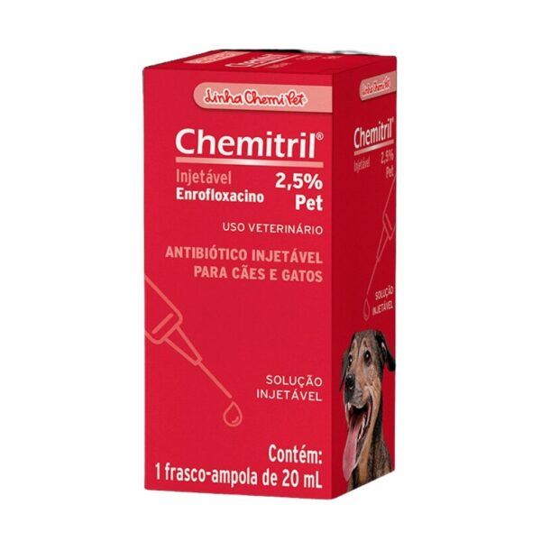 Antibiótico Chemitril Injetável 2,5% para Cães e Gatos Chemitec