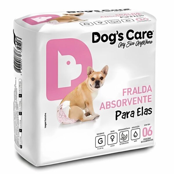 Fralda Absorvente Dog's Care para Cães Femeas Grande com 6 unidades