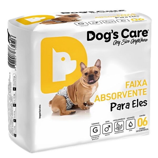 Fralda Absorvente Dog's Care para Cães Machos Médio com 6 unidades